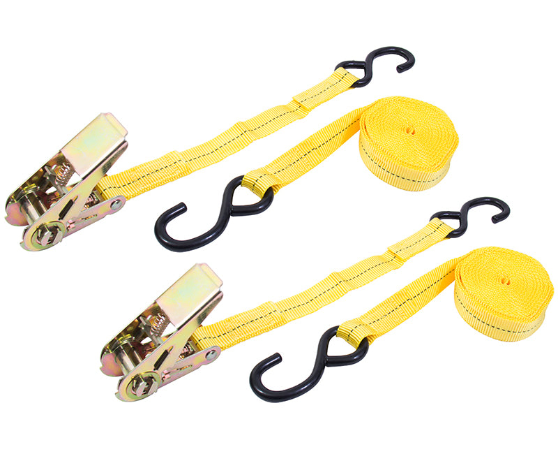Ratcheting Tie Down Set | 2-piece | Yellow | Tuff Stuff