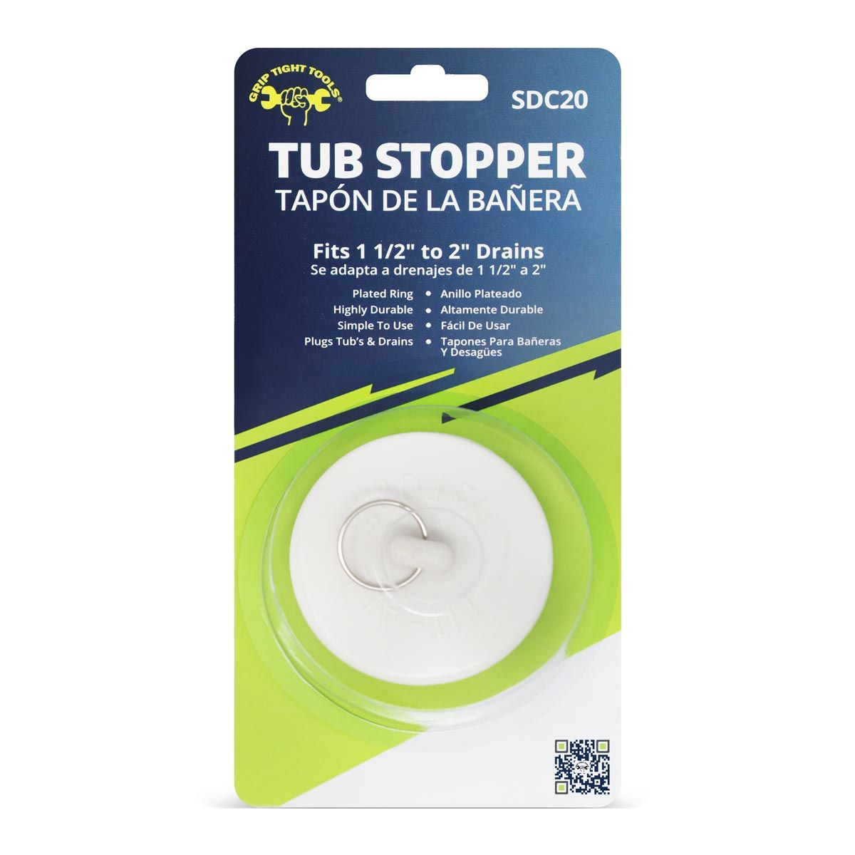 Tub Stopper For 1-1/2" to 2" Drains | Grip Tight Tools