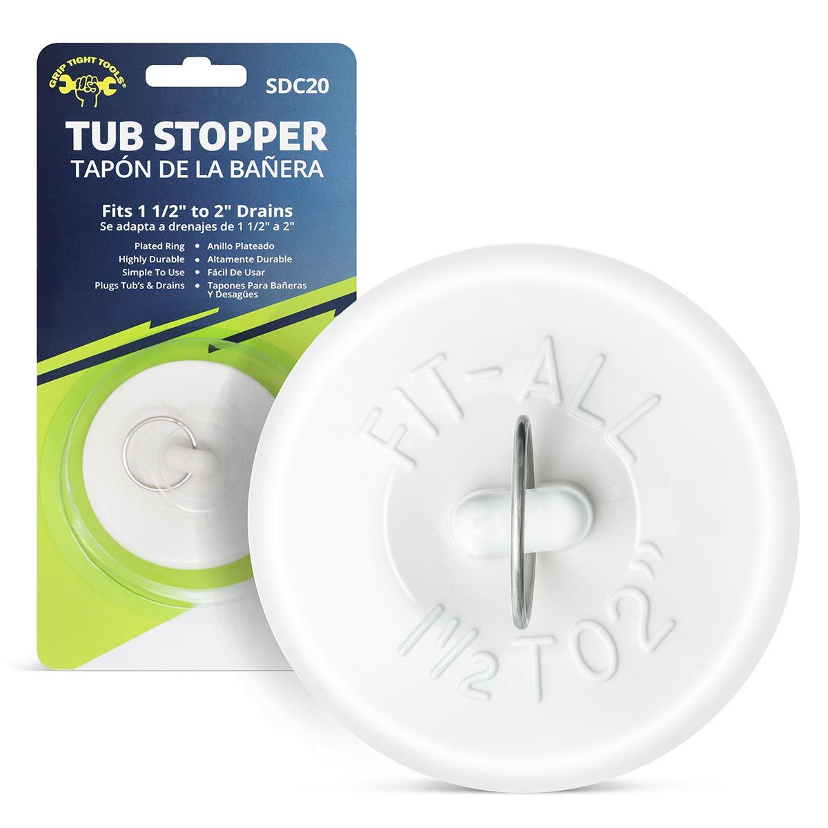 Tub Stopper For 1-1/2" to 2" Drains | Grip Tight Tools