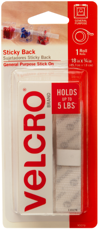 Velcro Sticky Back Tape | White | 3/4" x 18" | 1 Roll | 5 lb