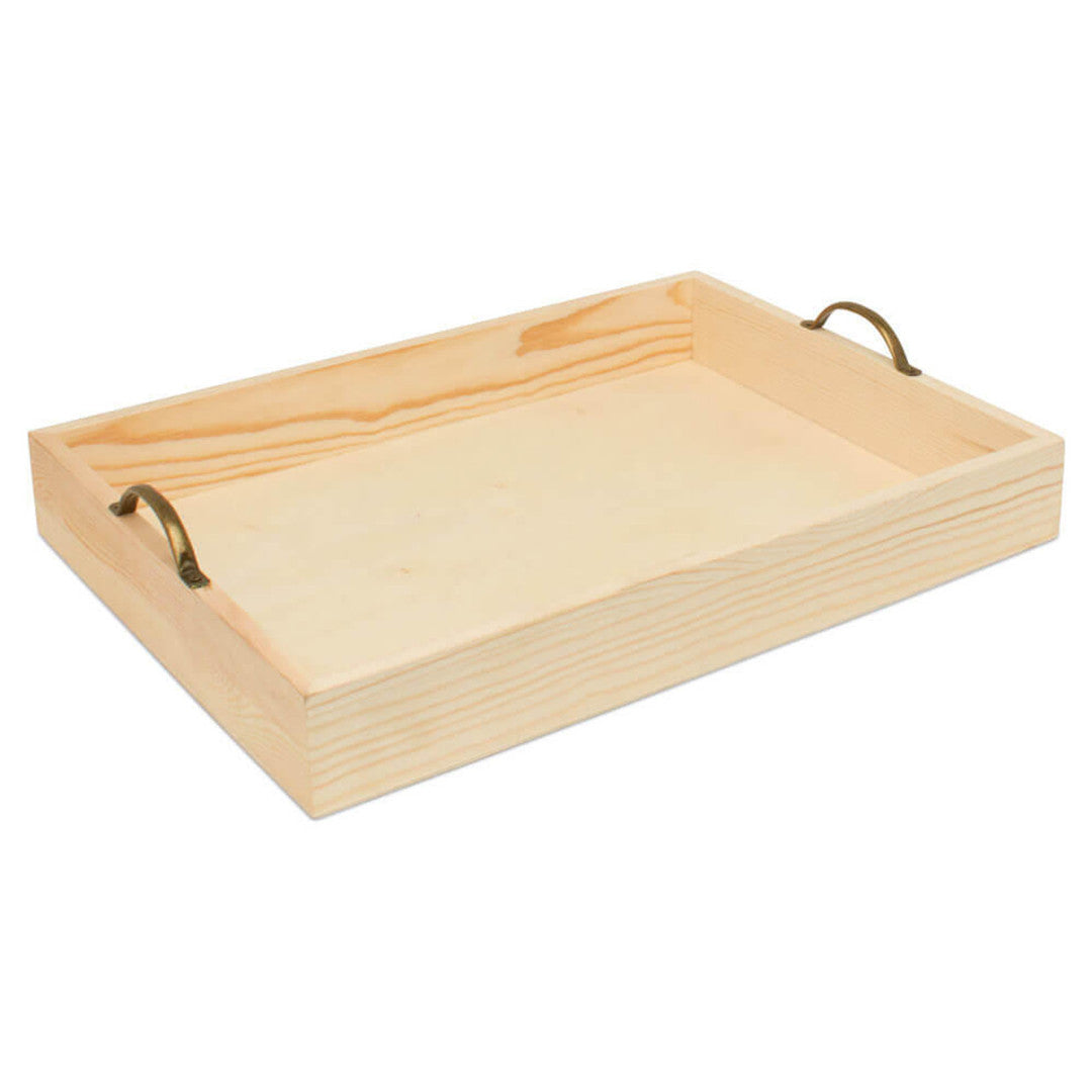Wood Trays w/Metal Handles 9-1/2in x 13-5/8in
