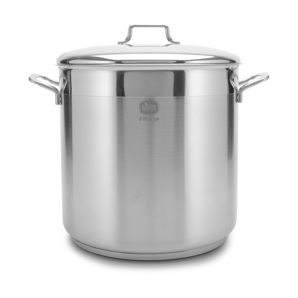 YBM 21QT Stainless Steel Stock Pot | Induction Safe