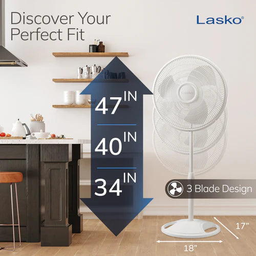 Oscillating Stand Fan White (16") 3 Speed Lasko