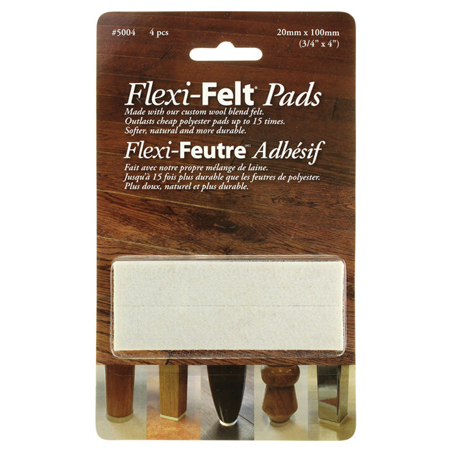 Flexi Felt Pads Strips 3/4" x 4" White