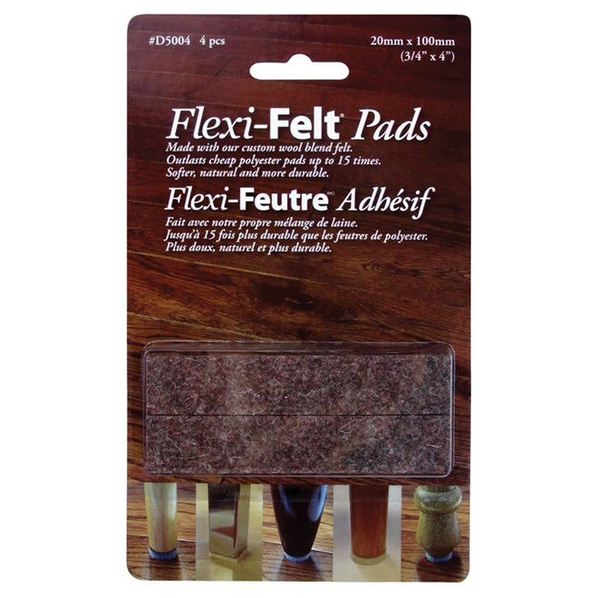 Flexi Felt Pads 3/4" x 4" Strips Brown