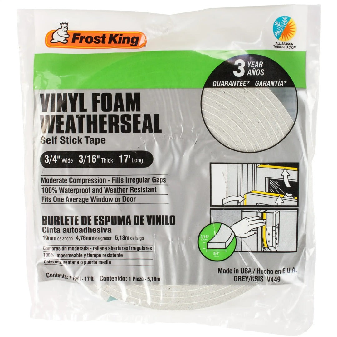 Weatherseal Vinyl Foam 3/4" x 17' Frost King