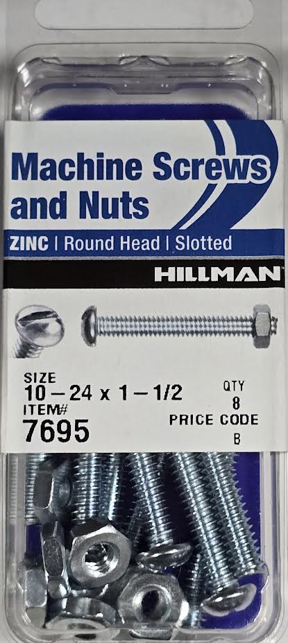Screws & Nuts Round Head 10-24 x 1-1/2 Hillman