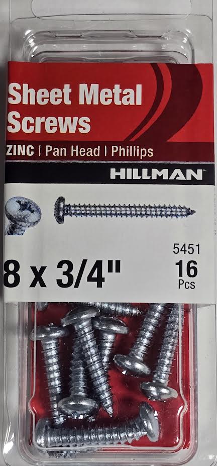 Sheet Metal Screws Pan Head 8 x 3/4 Hillman