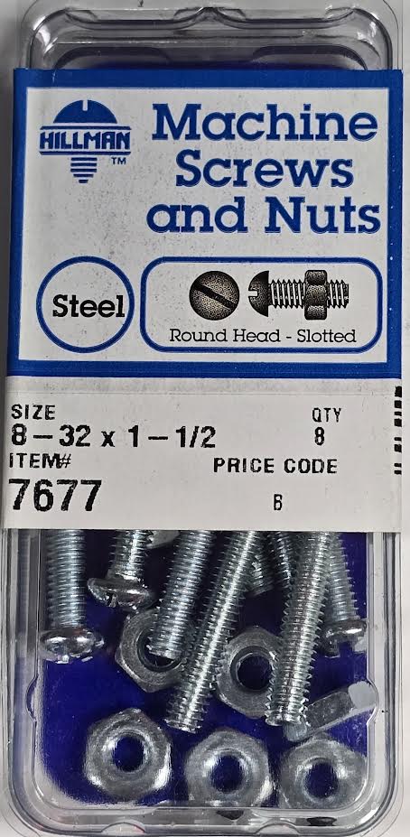 Screws & Nuts Round Head 8-32 x 1-1/2 Hillman