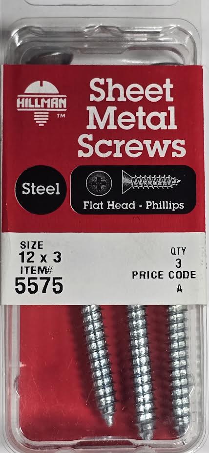 Sheet Metal Screws Flat Head 12 x 3 Hillman