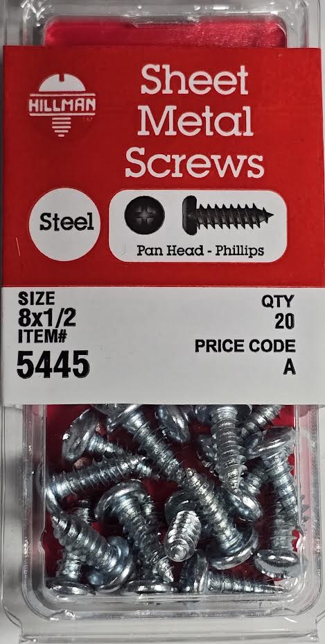 Sheet Metal Screws Pan Head 8 x 1/2 Hillman