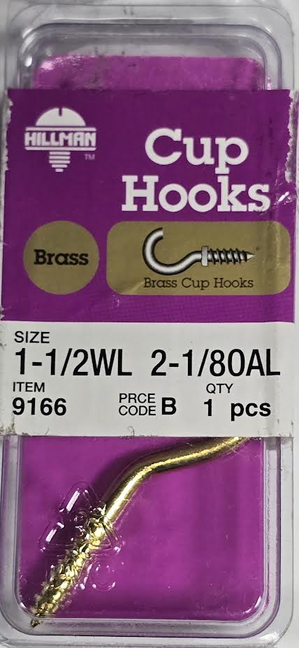 Cup Hook 1-1/2WL 2-1/80AL Hillman