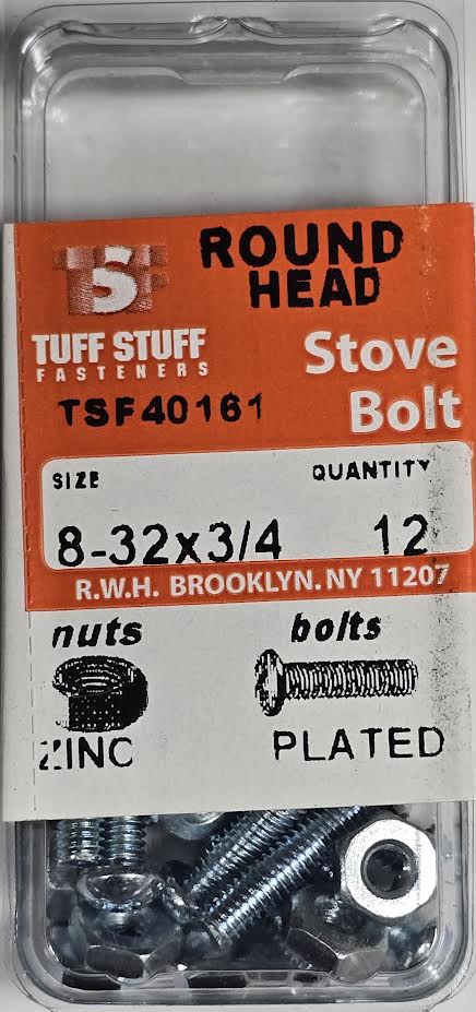 Screws & Nuts Round Head 8-32 x 3/4
