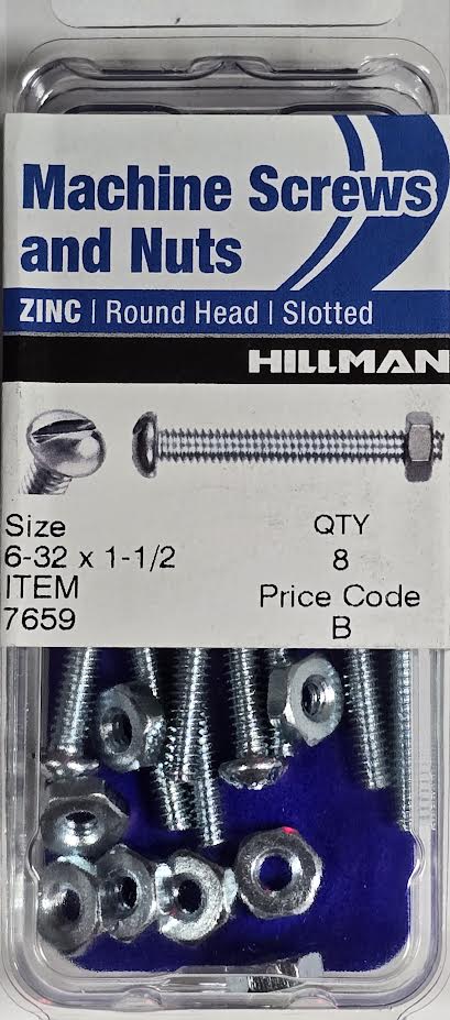 Screws & Nuts Round Head 6-32 x 1-1/2 Hillman