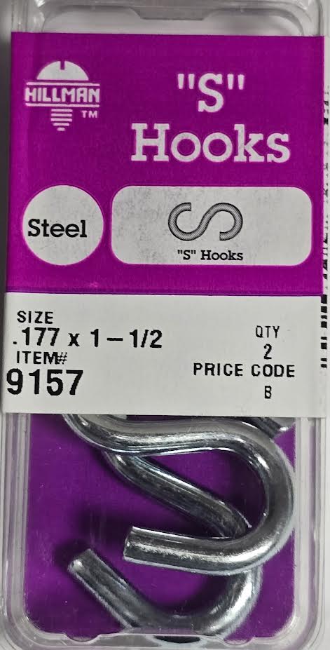 S Hooks .177 x 1-1/2 Hillman