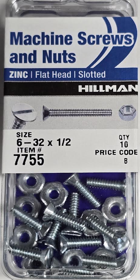 Screws & Nuts Flat Head 6-32 x 1/2 Hillman
