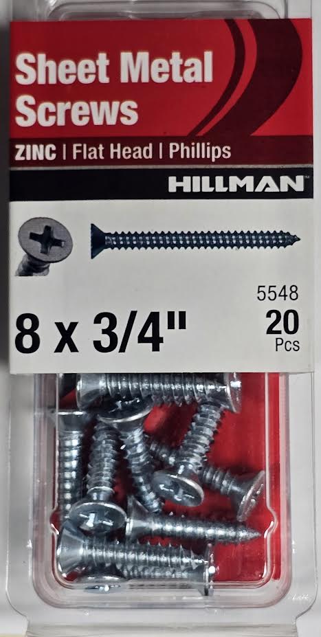 Sheet Metal Screws Flat Head 8 x 3/4 Hillman