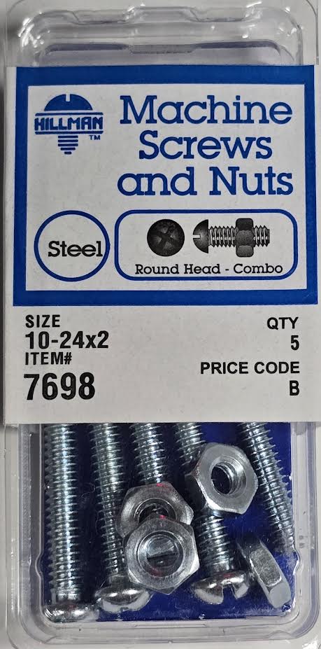 Screws & Nuts Round Head 10-24 x 2 Hillman