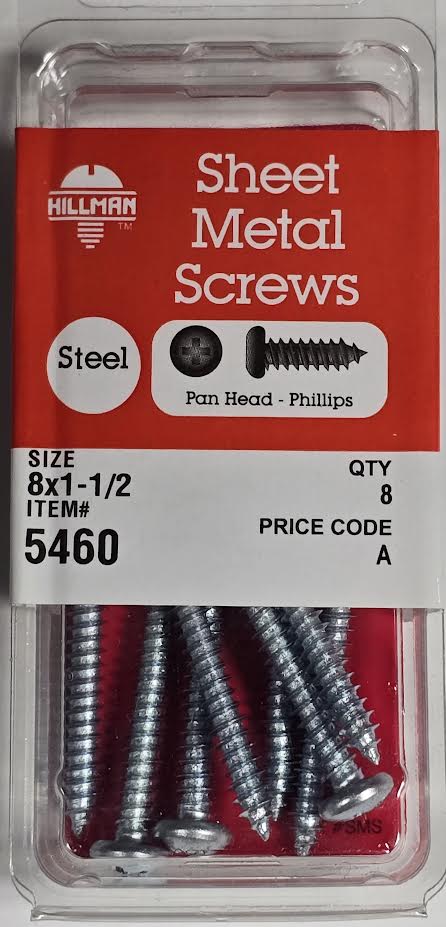 Sheet Metal Screws Pan Head 8 x 1-1/2 Hillman