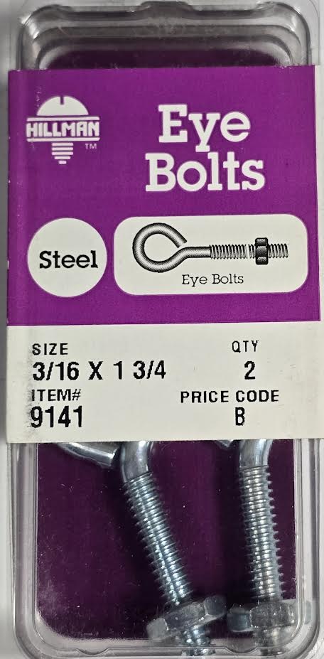 Eye Bolts 3/16 x 1-3/4 Hillman