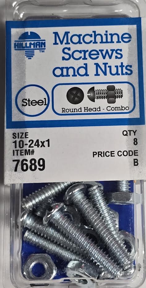 Screws & Nuts Round Head 10-24 x 1 Hillman