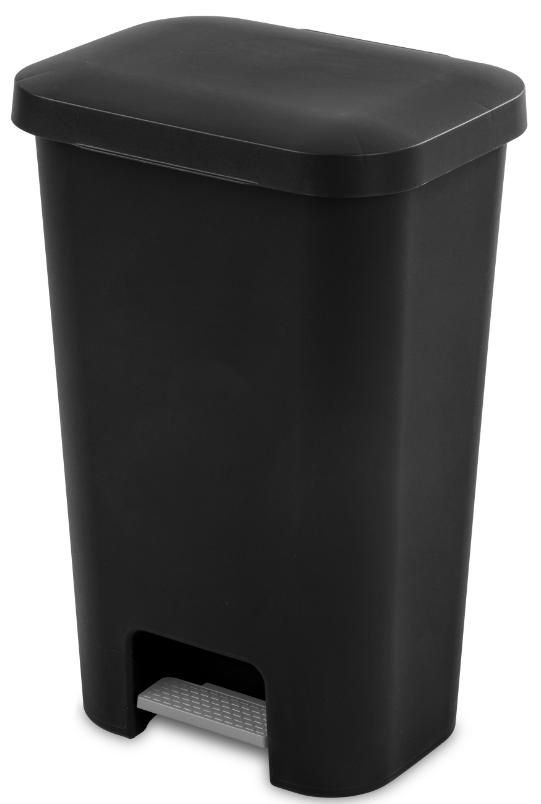 Trash Bin 11.9 Gallon Black Sterilite (Step On Cover)