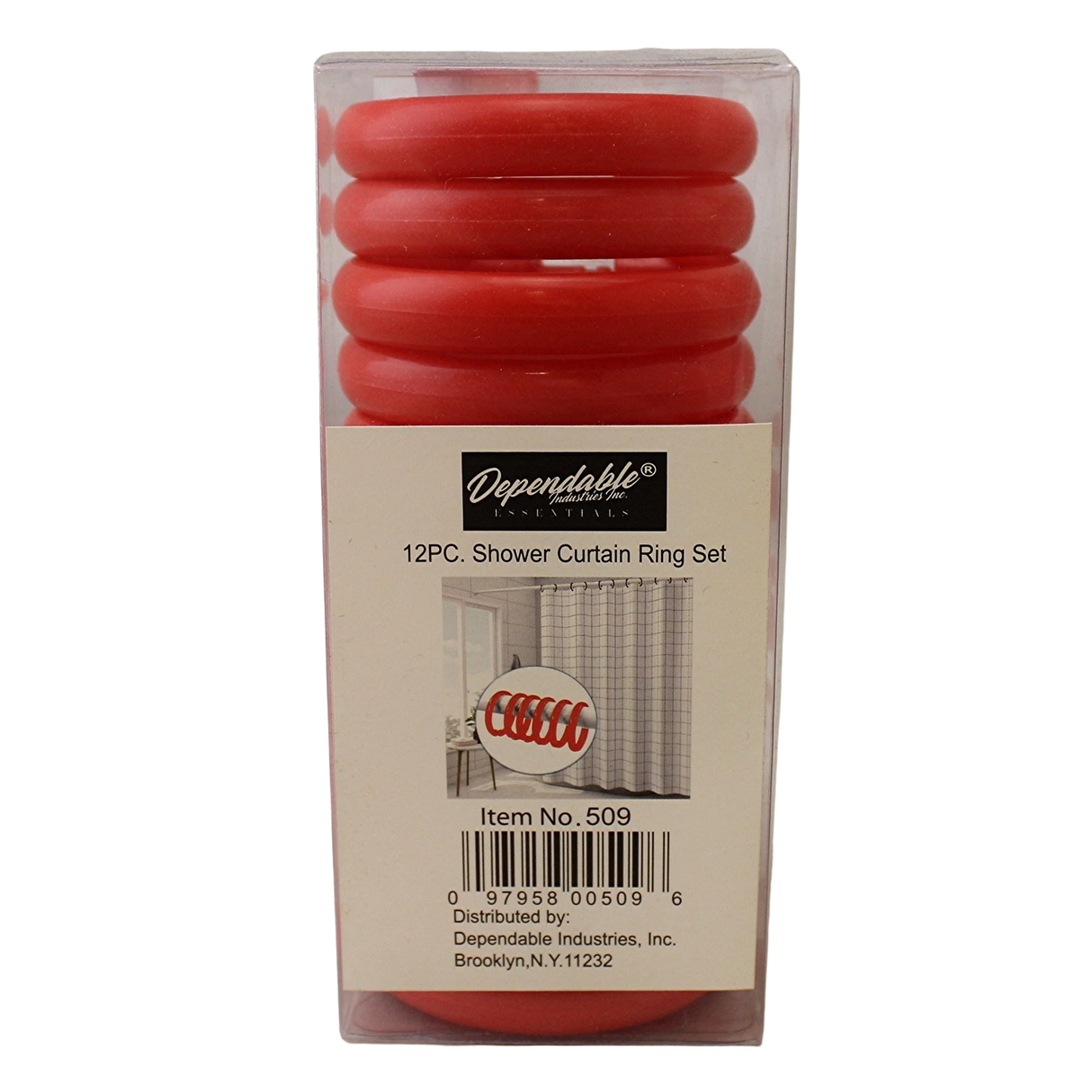 Shower Curtain Rings in Red Color | Set of 12 | R&L Plastics