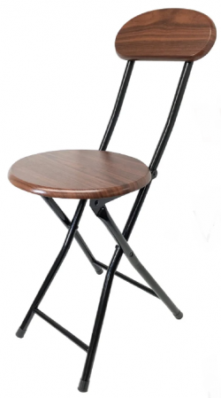 Folding Stool Round w/Back Wooden Wees Beyond