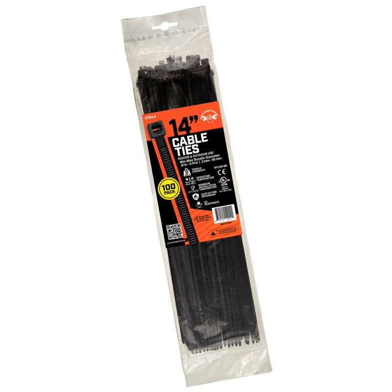 Cable Ties 14" Black 100Pk