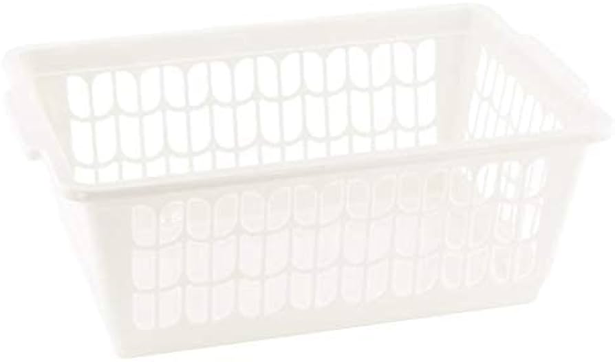Plastic Rectangular Basket Medium White YBM