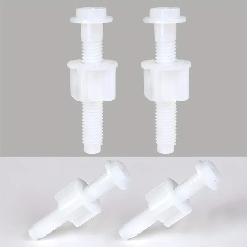 White Plastic Toilet Seat Hinge Bolt Screws w/Nuts Life Hack