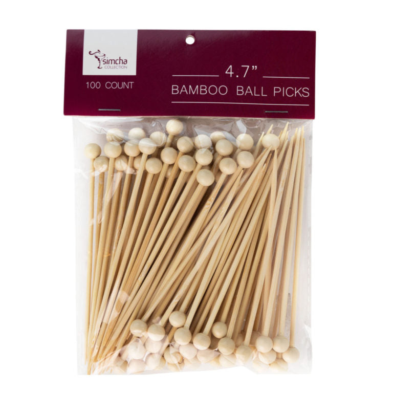 Bamboo Ball Picks 4.7" Simcha 100 Count