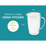 Plastic Beverage Pitcher with Lid | 76 Ounce | Coil Design | Arrow