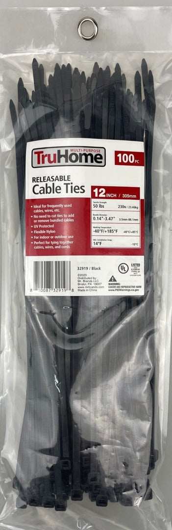 Cable Tie 12" Black 100Pk