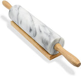 Marble Rolling Pin | 10″ Barrel | Wooden Handles & Stand | Norpro