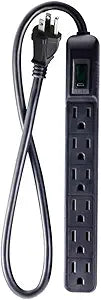6 Outlet Surge Protector Black Go Green
