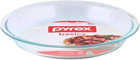 Glass Pie Plate | Bakeware | Oven Safe | 9" x 1.2" | Pyrex