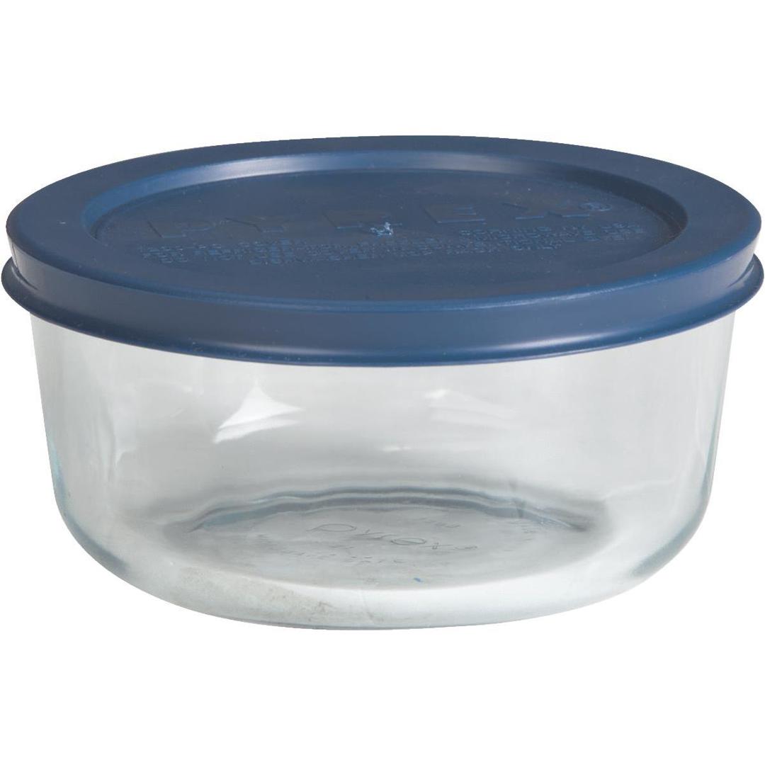 Glass Storage 2 Cup Blue Pyrex