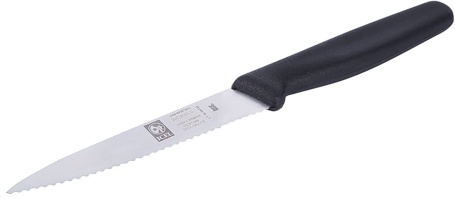 Pairing Knife Pointy Serrated 4" Black ICEL