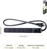 6 Outlet Surge Protector Black Go Green