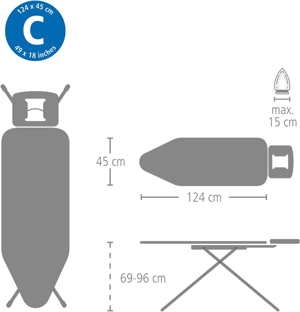 Ironing Board SSIR Size C (18" x 49") ECRU Brabantia