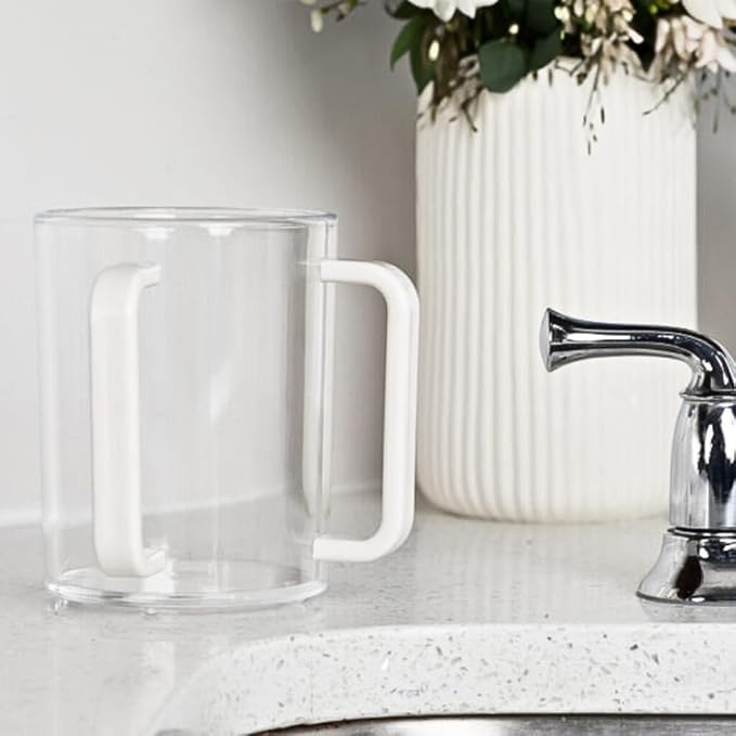 Wash Cup White Handle Blue Sky