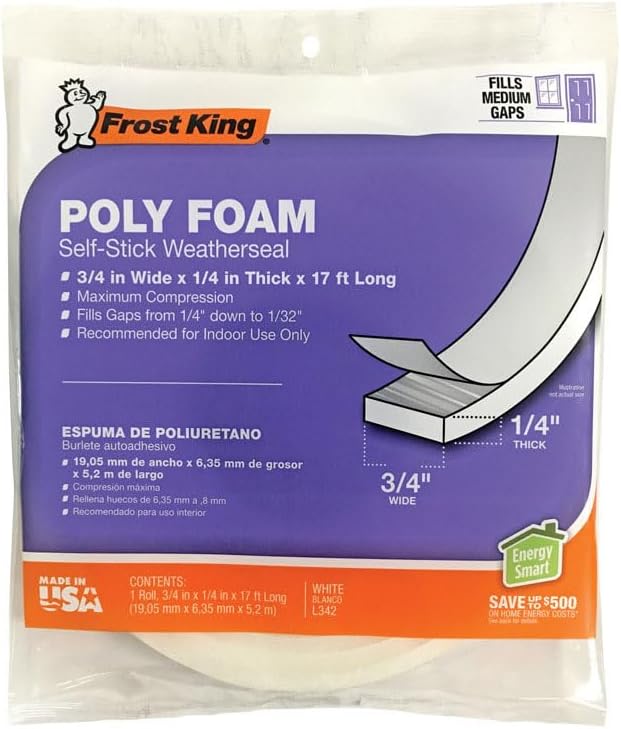 Weathstrip/White Foam Stick-On 3/4" x 17' Frost King