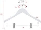Wood Kids Size Hangers White w/Clips 5PK Quality Hangers