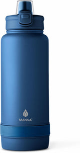 Stainless Steel Bottle with Locking Push Lid | 40oz | Blue | Manna