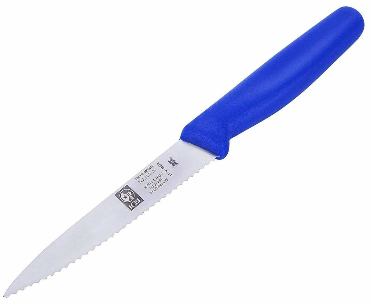 Pairing Knife Pointy Serrated 4" Blue ICEL