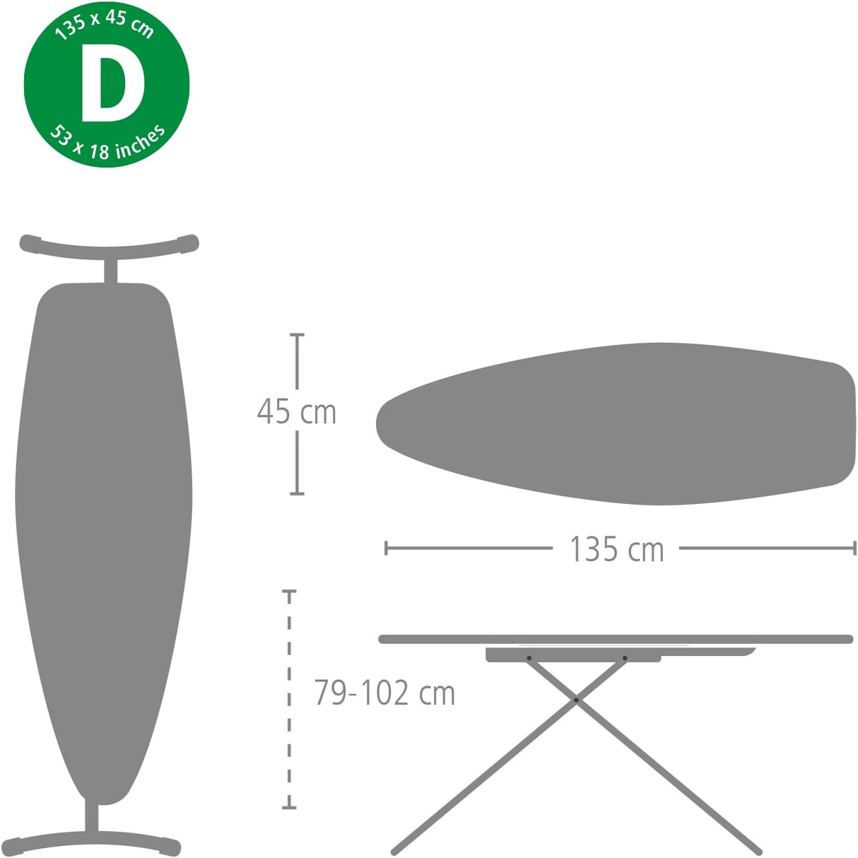 Ironing Board HRPZ Size D (18" x 54") New Dawn Brabantia