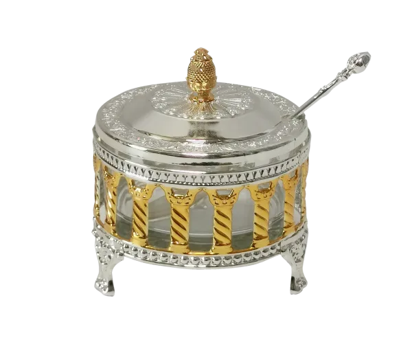 Silver and Gold plated Honey Dish Royal Palace Design