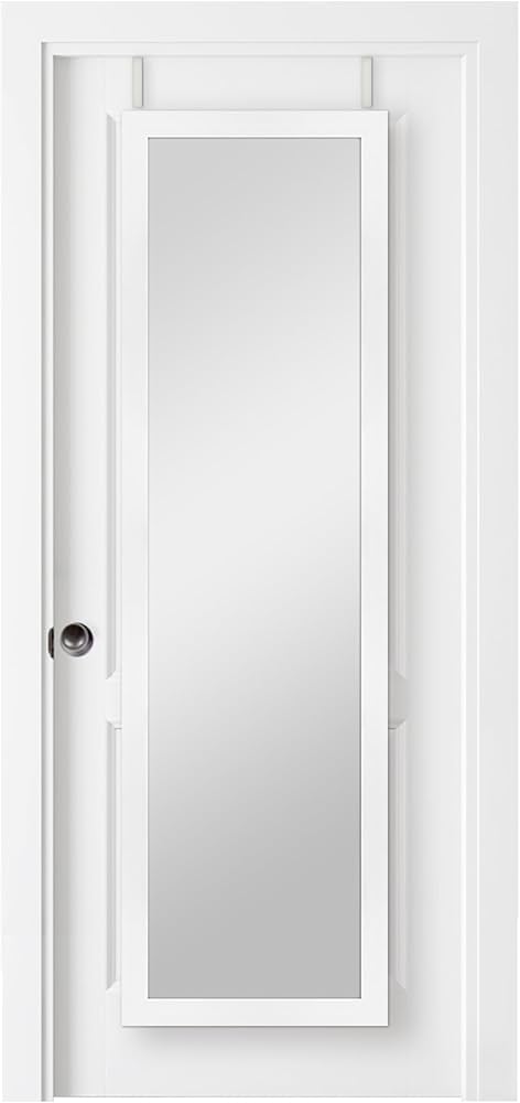 White Over The Door Mirror (12" x 47")  Uniware