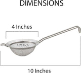 Double Mesh Strainer | 4 Inch | 18/8 Stainless Steel | Fine Dual Mesh | HIC Kitchen